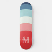 Rosa Regenbogenstreifen Monogramm Name Skateboard (Vorderseite)