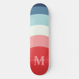 Rosa Regenbogenstreifen Monogramm Name Skateboard