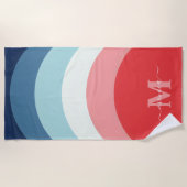 Rosa Regenbogenstreifen Monogramm Name Strandtuch (Vorderseite)