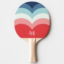 Rosa Regenbogenstreifen Monogramm Name Tischtennis Schläger