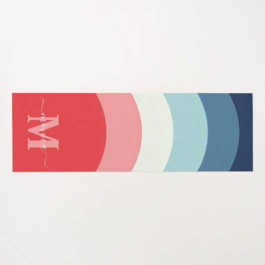 Rosa Regenbogenstreifen Monogramm Name Yogamatte (Rückseite (Horizontal))