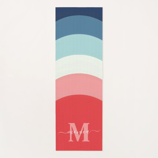 Rosa Regenbogenstreifen Monogramm Name Yogamatte (Vorderseite)