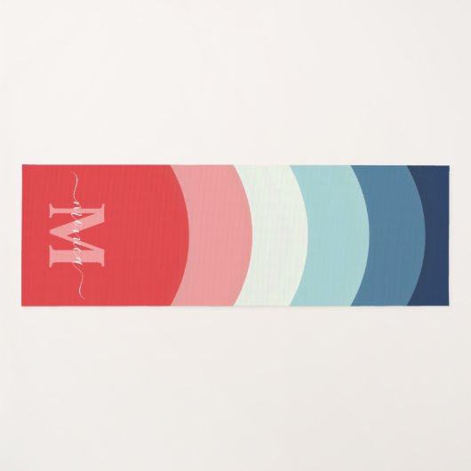 Rosa Regenbogenstreifen Monogramm Name Yogamatte (Vorderseite (Horizontal))