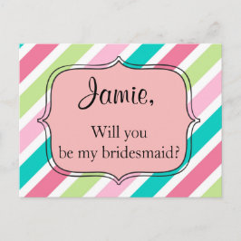 Rosa Regenbogenstreifen Postkarte