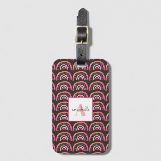 Rosa Regenbogenvorname Gepäckanhänger (Vorderseite Vertikal)