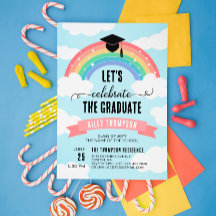 Rosa Regenbogenwolken Feiern wir den Graduate