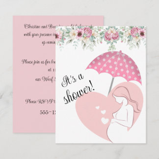 Rosa Regenschirm Baby Shower Digitale Download-Ein Einladung