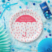 Rosa Regenschirm-Babyparty-Platte Pappteller (Party)