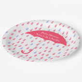 Rosa Regenschirm-Babyparty-Platte Pappteller (Schrägansicht)