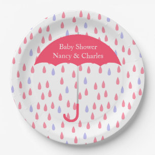 Rosa Regenschirm-Babyparty-Platte Pappteller