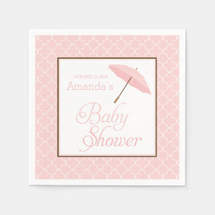 Rosa Regenschirm-Babypartyservietten Serviette