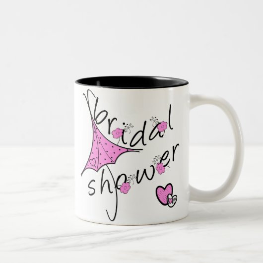 Rosa Regenschirm-Brautparty Zweifarbige Tasse (Rechts)