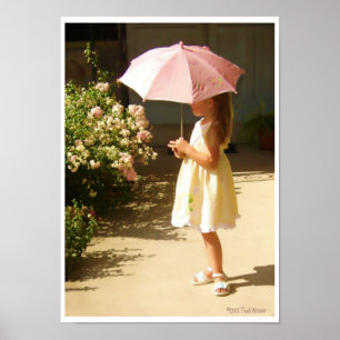Rosa Regenschirm-Mädchen-Plakat Poster