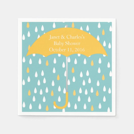 Rosa Regenschirm und Regendusche Papier Napkins Serviette (Vorderseite)