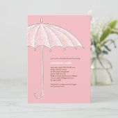 Rosa Regenschirmdusche Party Einladungen (Stehend Vorderseite)