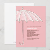 Rosa Regenschirmdusche Party Einladungen (Vorne/Hinten)