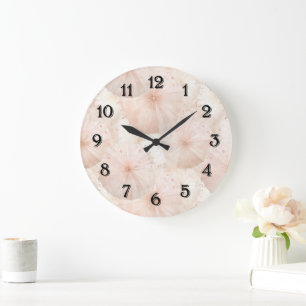 Rosa Regenschirme mit Streifen Große Wanduhr
