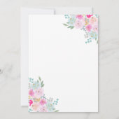 Rosa Regenstiefel und Blume Brautparty Einladung (Rückseite)