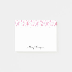 Rosa Regentropfen Monogramm Name Post-it Klebezettel