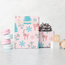 Rosa Reindeer Blaue Pine Tree & Berry Zweigstelle