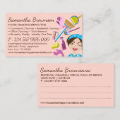 Rosa Reinigung Janitorial Maid Housekeeping Visitenkarte (Vorne/Hinten)
