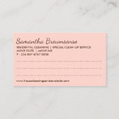 Rosa Reinigung Janitorial Maid Housekeeping Visitenkarte (Rückseite)