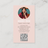 Rosa Reiseagentur-Berater-Foto-QR-Code Visitenkarte (Rückseite)