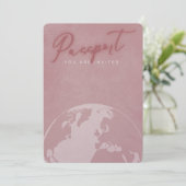 Rosa Reisepass-Brautparty Einladung (Stehend Vorderseite)