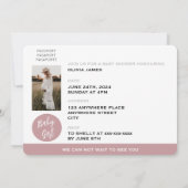 Rosa Reisepass Girl Dusche Einladung (Rückseite)