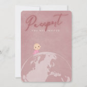 Rosa Reisepass Girl Dusche Einladung (Vorderseite)