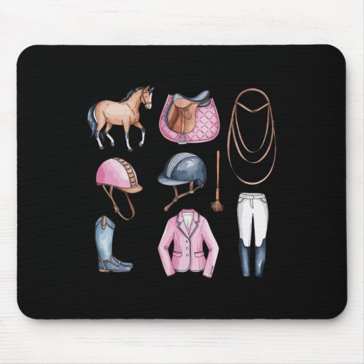 Rosa Reitdoodles Niedliche Reithors Mousepad (Vorne)