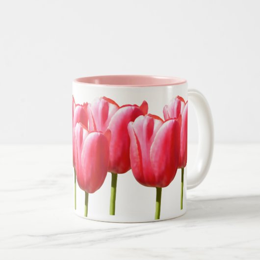 Rosa reizende Tulpe-Blüte Zweifarbige Tasse (VorderseiteRechts)