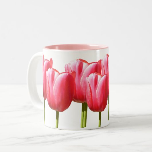 Rosa reizende Tulpe-Blüte Zweifarbige Tasse (Vorderseite Links)