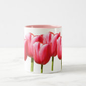 Rosa reizende Tulpe-Blüte Zweifarbige Tasse (Mittel)