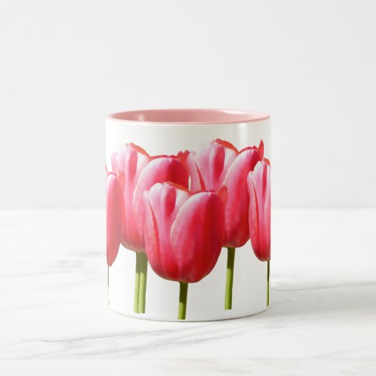 Rosa reizende Tulpe-Blüte Zweifarbige Tasse (Mittel)