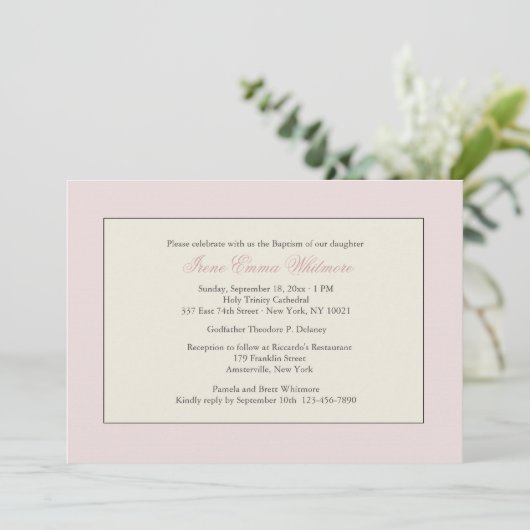 Rosa religiöse Einladung (Stehend Vorderseite)