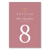 Rosa religiöse Kreuzgabetafel Tischnummer (Vorderseite)