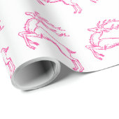 Rosa Rentier Geschenkpapier (Rolleneckpunkt)