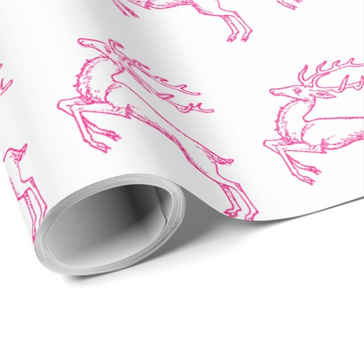Rosa Rentier Geschenkpapier (Rolleneckpunkt)
