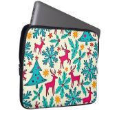 Rosa-Rentier-Tealbaum-Musterdesign Laptopschutzhülle (Vorne Rechts)