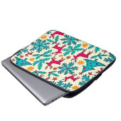 Rosa-Rentier-Tealbaum-Musterdesign Laptopschutzhülle (Vorne Knopf)