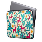 Rosa-Rentier-Tealbaum-Musterdesign Laptopschutzhülle (Vorderseite Links)