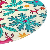 Rosa-Rentier-Tealbaum-Musterdesign Schneidebrett (Ecke)