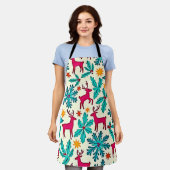 Rosa-Rentier-Tealbaum-Musterdesign Schürze (Getragen)