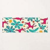Rosa-Rentier-Tealbaum-Musterdesign Yogamatte (Vorderseite (Horizontal))