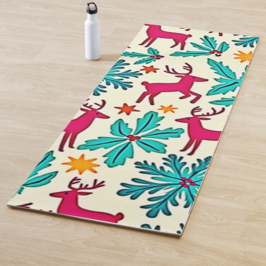 Rosa-Rentier-Tealbaum-Musterdesign Yogamatte (Beispiel)