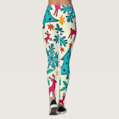Rosa-Rentier-Türkisbaum-Musterdesign Leggings (Rückseite)