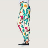 Rosa-Rentier-Türkisbaum-Musterdesign Leggings (Links)