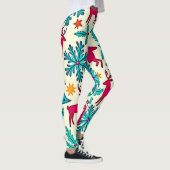Rosa-Rentier-Türkisbaum-Musterdesign Leggings (Rechts)