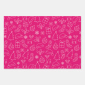 Rosa Rentier, Weihnachtsbaum und Urlaubsmuster Geschenkpapier Set (Vorderseite 3)